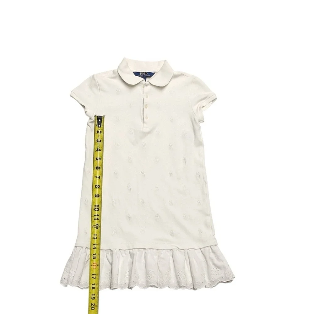 Ralph Lauren Girls Size 6X White Cotton Dress Short Sleeve